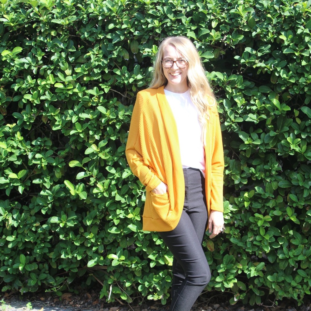 Mustard color cardigan